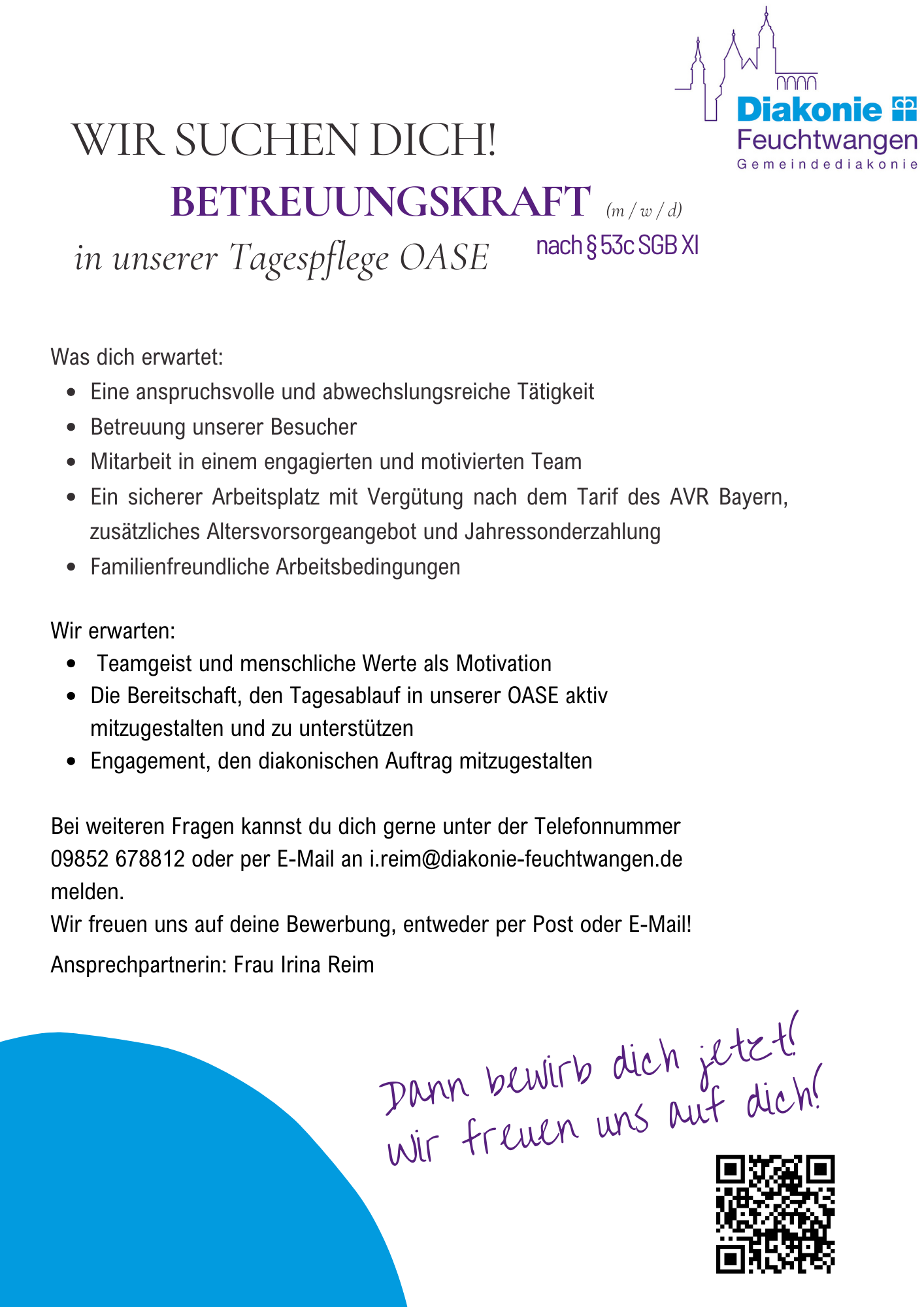 Stellenausschreibung Betreuungskraft